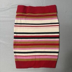 Honey Punch Striped Bandage Skirt M Gold Pink White‎ February Feminine Ribbed